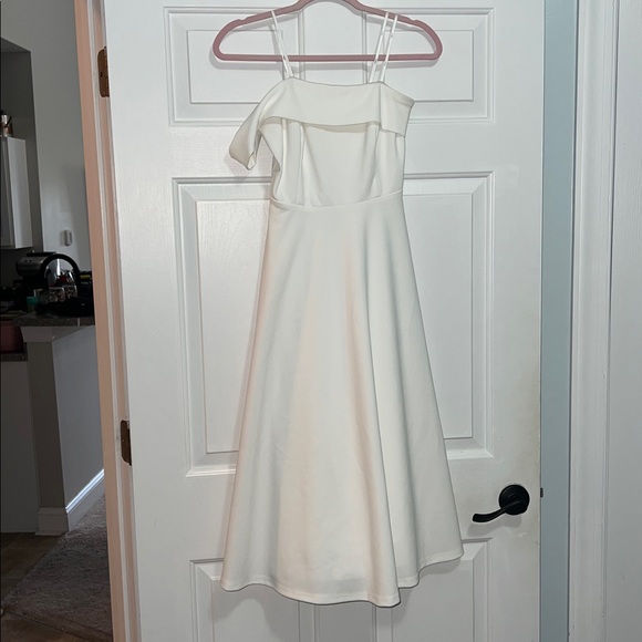Lulu’s Sweet Elegance White Off-Shoulder Dress Women’s Small - Picture 7 of 9